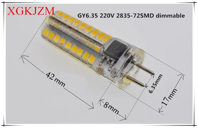 Затемнения светодиодный GY6.35 220 V 4 W светодиоидная лампа с регулируемой яркостью 2835SMD 72 шариков без вибрации Силиконовые gy6.35 светодиодный 220 v затемнения светодиодный g6.35 220 v 4 Вт 5 шт./лот