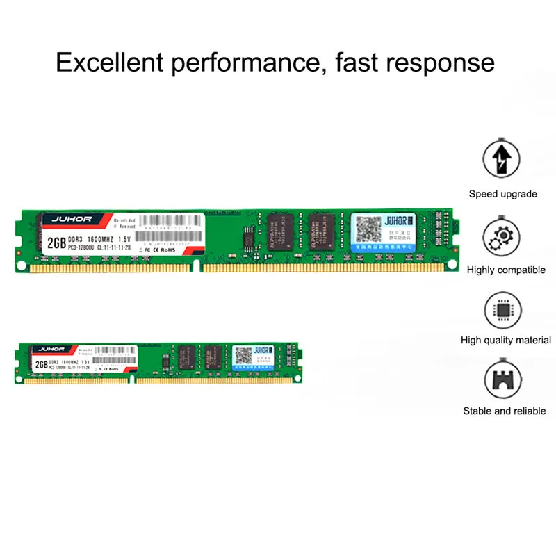 JUHOR DDR3 PC RAM 2GB 4GB 8GB 1600MHz Desktop PC3-12800 1.5v 240pin support all DDR3 slots motherboard non-ECC Memory RAM