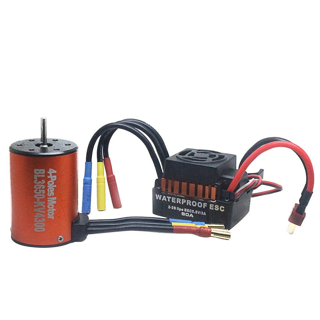 Waterproof B3650 4300KV Brushless Motor w/ 60A ESC Combo Set for 1/10 RC Car RC Car accessories