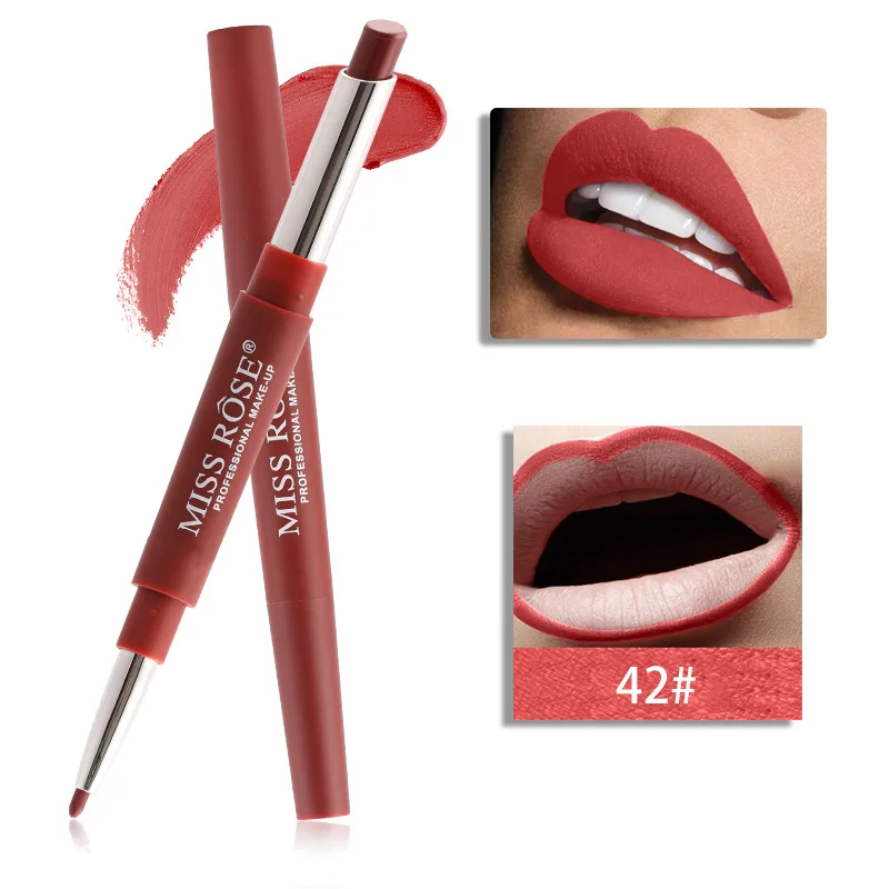 Sexy Nude Color Double-end Lip Makeup Lipstick Pencil Waterproof Lasting Tint Lip Stick Beauty Matte Liner Pen Lipstick 20 Color