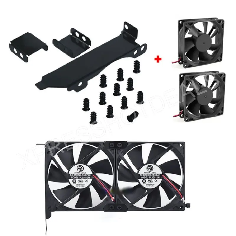 Dual Fan Mount Rack PCI Slot Bracket Video Card +2 80MM/90MM PC Case