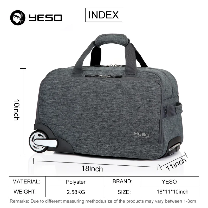 YESO тележка дорожная сумка ручной чемодан 20 дюймов 32L Rolling Duffle Сумки непромокаемые
