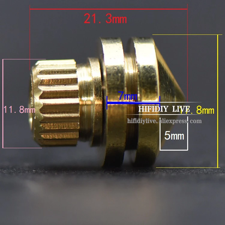 HIFIDIY живые колонки, подставка для ног, подставка для ног, динамик, Чистый медный Золотой громкоговоритель, ножки для ящика, шипы, конусный пол, ножка для ногтей M11* 21