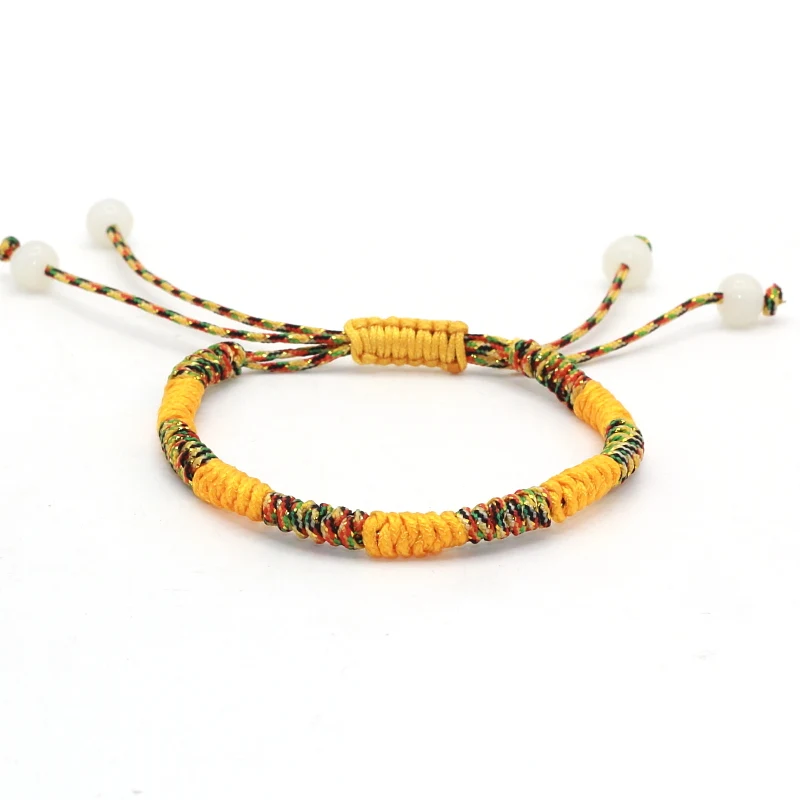 

Buddhism Lucky Rope String Braided Macrame Tibet Bracelet Beads Handmade Accessories Wishes Gift
