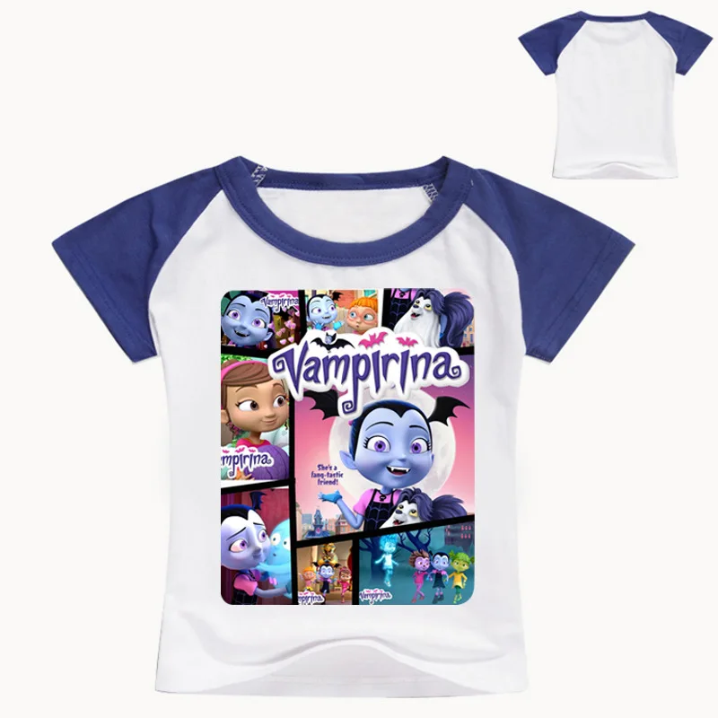 2-12years лето мультфильм vampirina Для детей летняя футболка для маленьких девочек; футболки, топы хлопок Обувь для девочек костюм для мальчиков - Цвет: color at picture