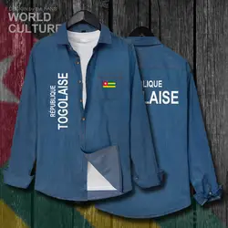 Того Togolaise ТГ TGO Для мужчин комбинезон с декором из флагов осень хлопок с длинным рукавом ковбойская куртка модный отложной воротник;