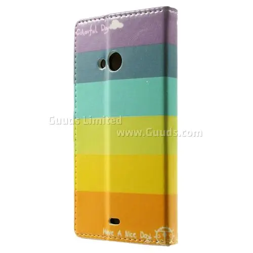 Rainbow Leather Wallet Case for Microsoft Lumia 535 / Lumia 535 Dual SIM for Nokia Lumia 535