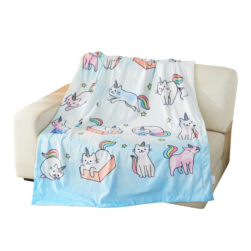 

Cartoon Rainbow Cat Kittycorn Super Soft Fleece Blanket