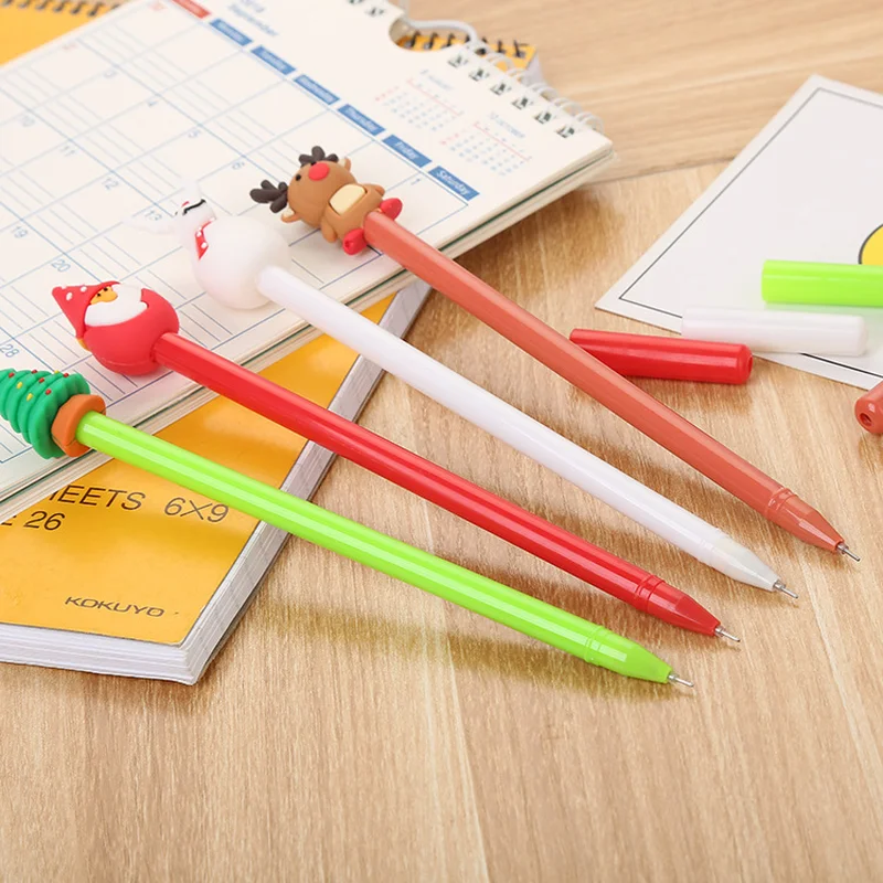 100 Pcs Creative Stationery Santa Neutral Pen Lovely Christmas Gift Student Water  Cartoon Pen Kawaii School Supplies 10pcs lot lovely sulfuric acid paper translucent envelope color printing envelope small fresh envelope school supplies 12 5 17 5