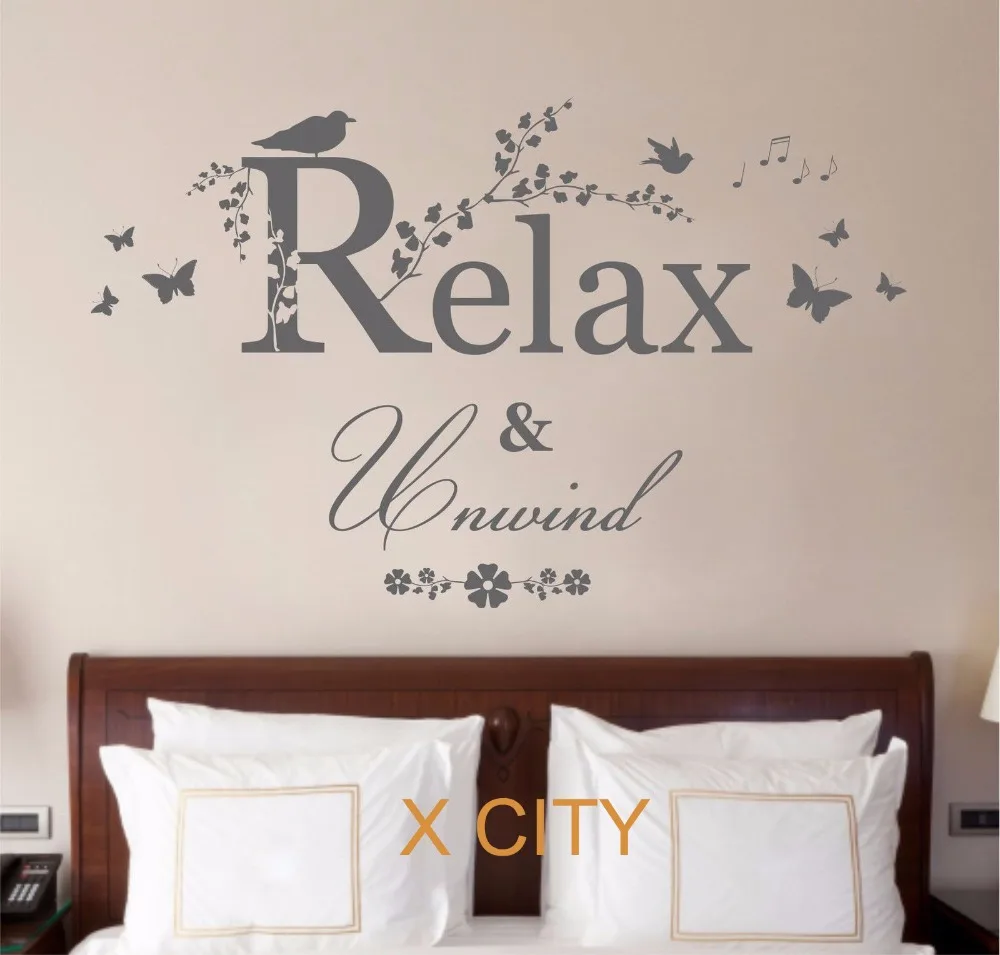 Relax Unwind Quote Creative Vinyl Wall Decal Art Decor Sticker Room Stencil Mural S M L In Wall Artist S Wall Mural Template And Price Sheet