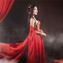 Сексуальный танцевальный костюм одежда элегантный портрет фотография красный костюм Hanfu платье феи