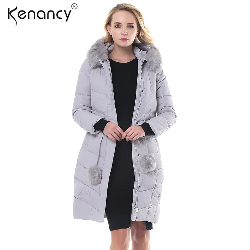 Kenancy Clearance Sale Winter Women Long Down Coat Korean Sweet Style Warm Black Parka Hair ...