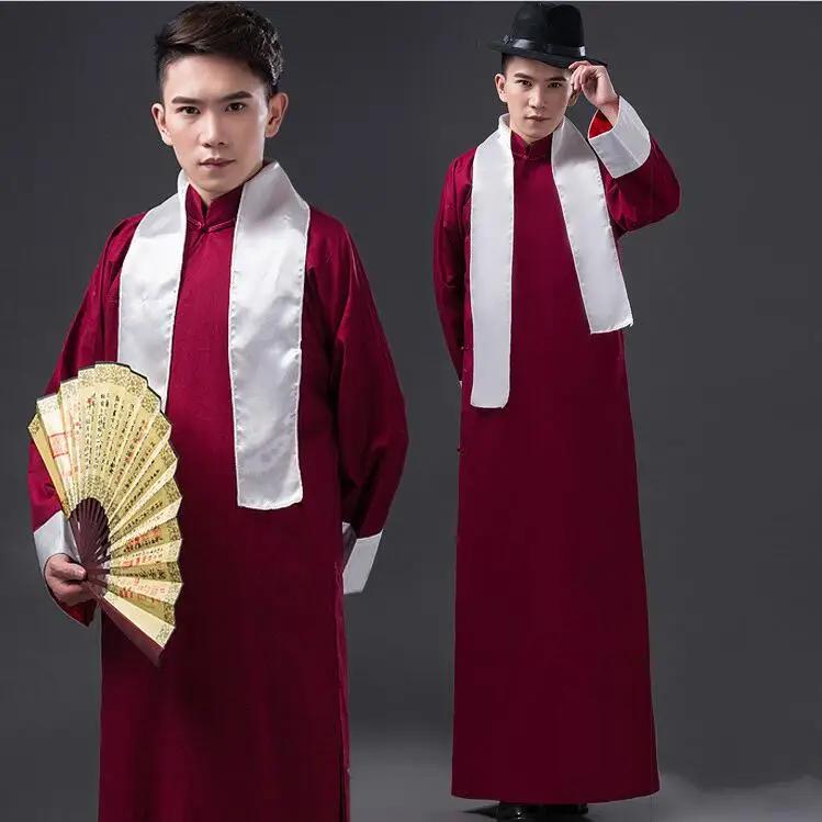 Для мужчин древний костюм китайского Стиль традиционные костюмы мужские Длинные платье Старый Шанхай Для мужчин одежда Винтаж Халат