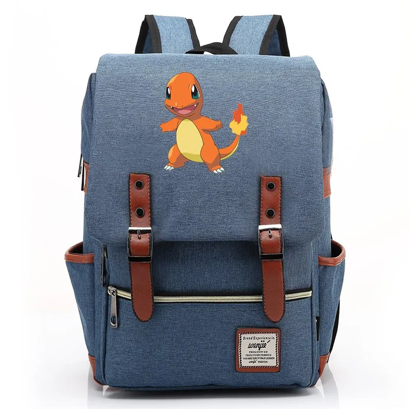14 16 дюймов Charmander Salameche школьная сумка Bookbag женский рюкзак для мужчин мальчиков и девочек Студенческая сумка на ремне с пряжкой откидная крышка