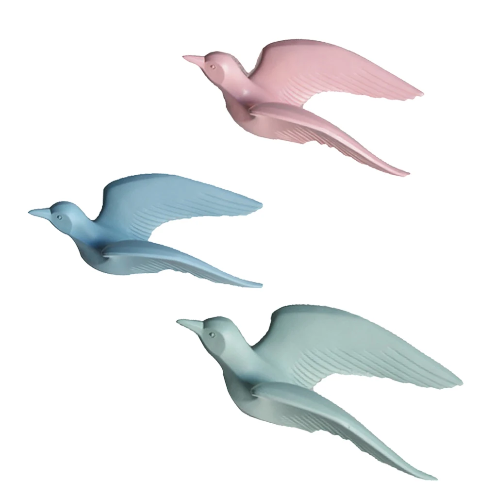 3D Resin Flying Seagull Birds Crafts Wall Art Sculpture Living Room Bedroom Wall Hanging Decoration