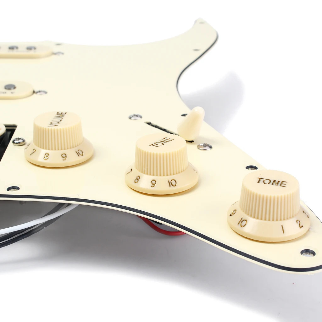 Prewired 3-ply Pickguard Scratchplate SSH 2-single Coil and 1 Dual Coil Pickup with Magnets for Fender ST Stratocaster Guitar