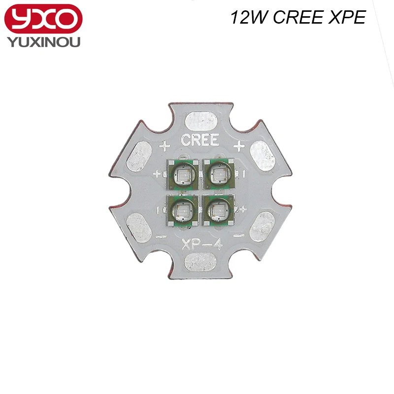 

10W 12W 12V Cree XPE XP-E 4 Chips LED Emitter instead of MCE XML White Red Green Blue Yellow LED with 20MM Cooper PCB
