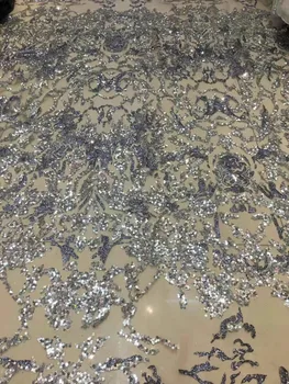 

Jolin-10.1930 glued glitter print african mesh tulle lace 5yards for evening dress