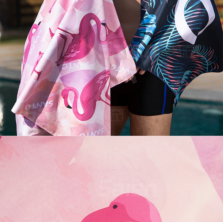 Полотенце для пляжа бассейна из микрофибры с фламинго-быстрая сухая пескоструйная, защита, открытый багажник для плавания, микро-волокно, одеяло, тонкий коврик для йоги