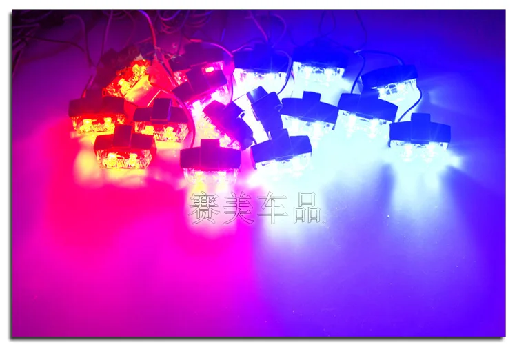 

Free Shipping!!Red Blue Amber White 16x 2 LED Flash Emergency Strobe Car Grill Light Ultra Bright 32 LED 96W High Power Light