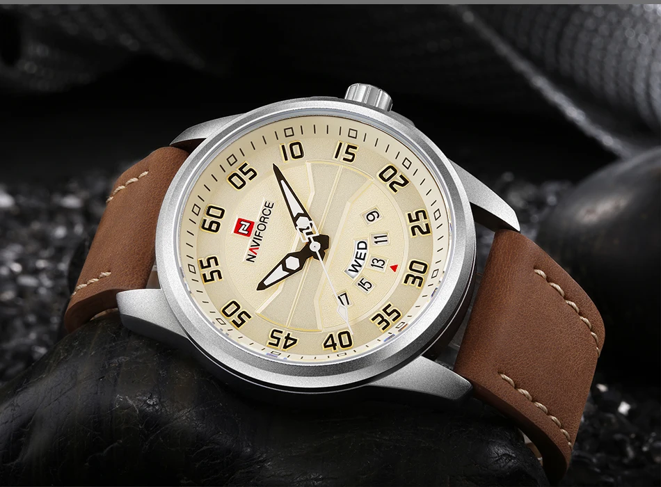 Luxury Brand NAVIFORCE Men Fashion Casual Watches Men's Quartz Clock Man Leather Strap Army Military Sports Wrist Watch NF9124