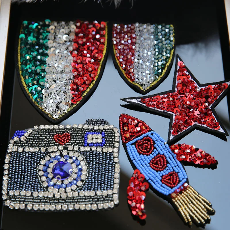 Badge Star Set Sequins In Rilievo Applique Toppe E Stemmi Per I Vestiti Da Cucire Su Bordados Ricamato Toppe E Stemmi Toppe Parches Para La Ropa