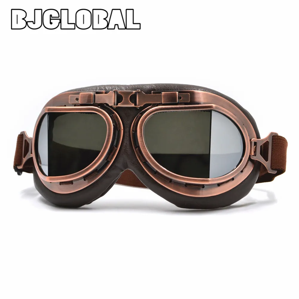 BJGLOBAL 2018 Motorcycle Goggles Vintage Pilot Motorbike Goggles Leather Jet font b Helmet b font Eyewear