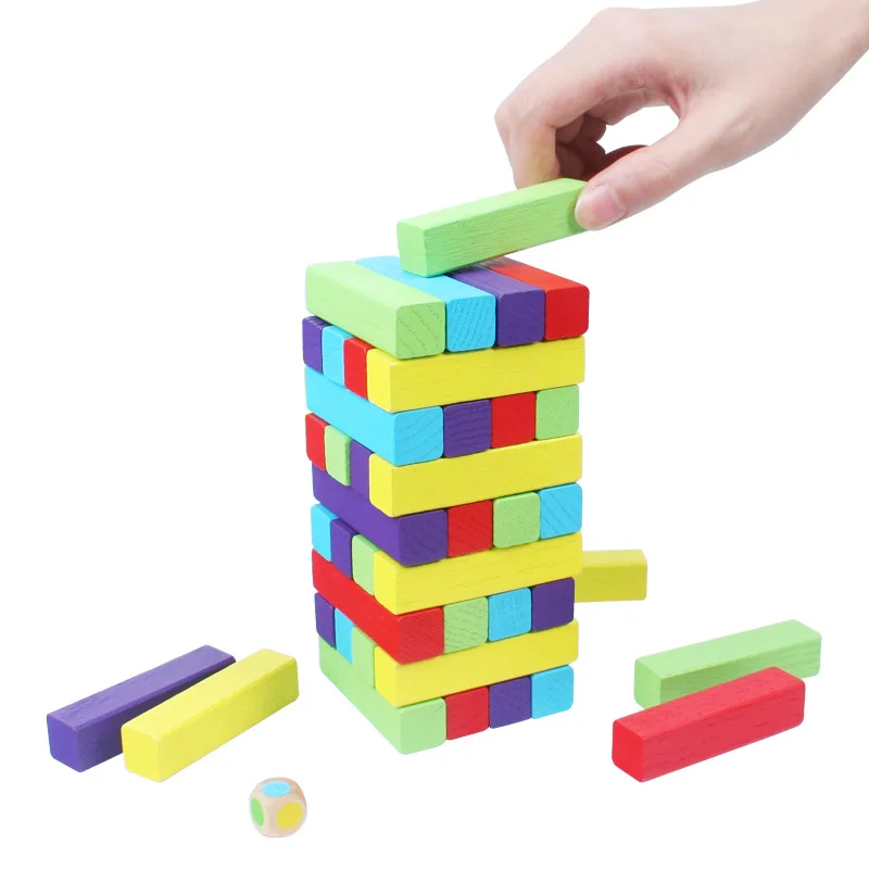 MITOYS 60 шт красочные деревянные блоки башня игрушка домино штабелер семейная