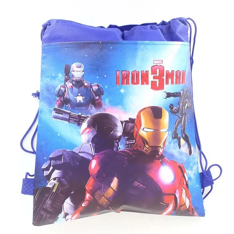 Iron Man School Bags 8pcs Backpack The avenger Drawstring Bag Shopping Bag children Favor
