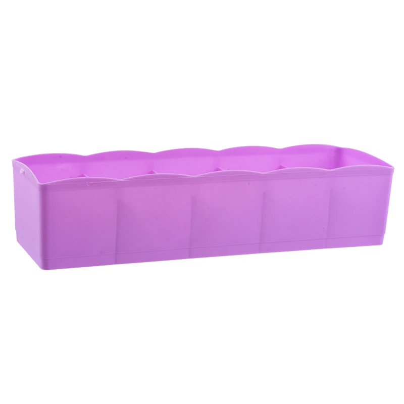 1 хранилище ПК коробка 5-сетки Многофункциональный Пластик организатор ящик нижнее белье Шкаф Ящика Органайзер для хранения одежды 26,5 см x 8 см x 6,5 см - Цвет: Purple 26.5x8x6.5cm