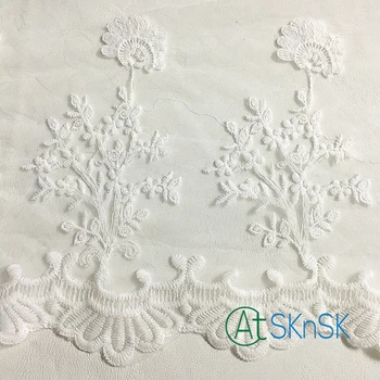 

5 yards/lot Hotsale 28cm Wide white floral embroidered mesh lace as DIY Clothing Curtain Decoration A2