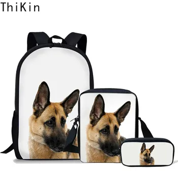 

THIKIN 3D German Shepherd Printing Dogs Kids Backpack for Boys Student Daypack Teenager Schoolbag Children Bookbag Mochila