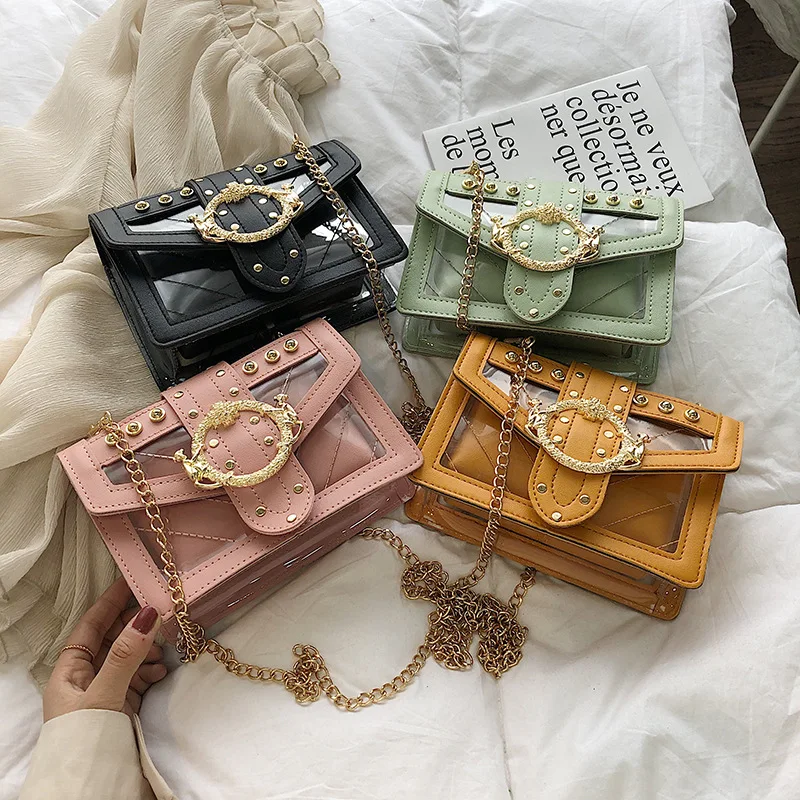 

Luxury Designer New Women Transparent Bag Clear Pvc Female Small Messenger Bags Jelly Crossbody Shoulder Bags For Women 2pcs