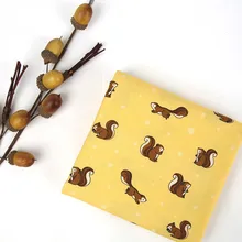 Половина ярда корейский импорт простой хлопок ткань с мультфильм принт белки, ручной работы DIY лоскутное платье A730