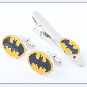 

Whole Sale 5sets/lot Yellow Brass tie clip factory direct Batman Tie clips + Cufflinks Free Shipment