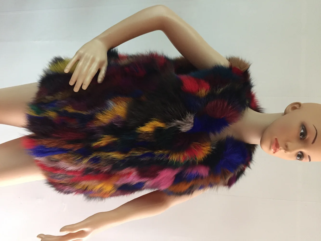 Бесплатная доставка Новый 2016 Настоящее Фокс Меховой жилет Для женщин красочные Лисий мех жилетка пользовательские большие размеры