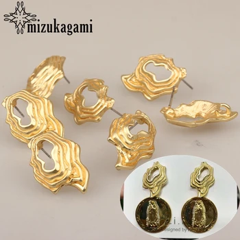 

26*17mm 6pcs/lot Zinc Alloy Retro Geometric Hollow 3D Earrings Base Earring Connector For DIY Exaggerated Earrings Accessories