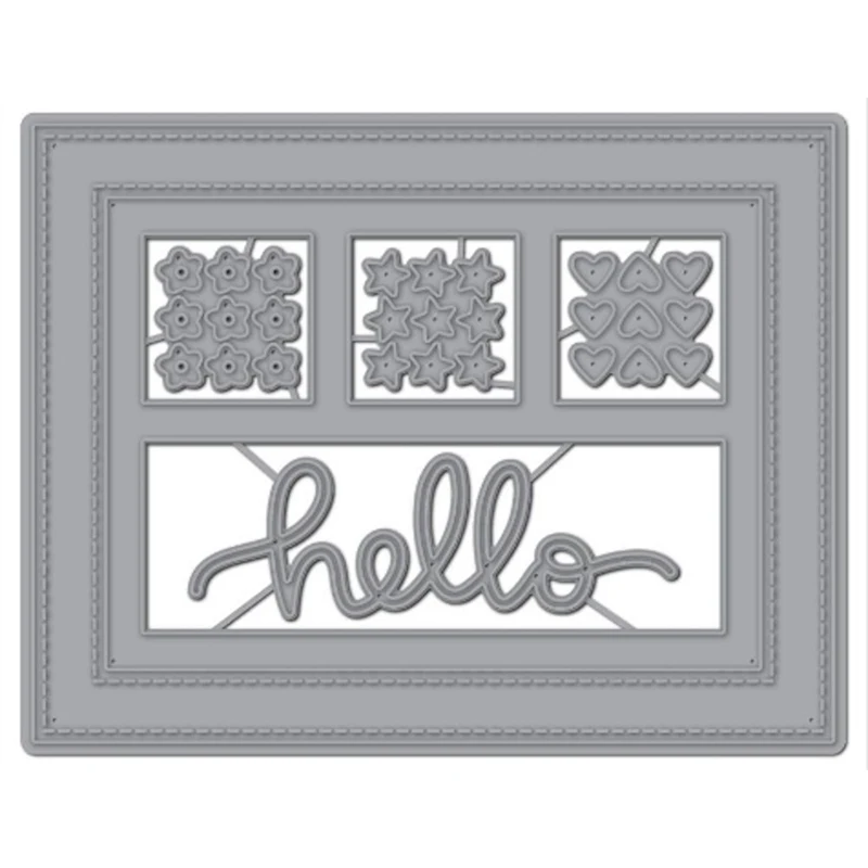 

Hello Rectangle Square Flower Frame Metal Cutting Dies for DIY Scrapbooking Decorative Crafts Embossing Paper Cards New 2018 Die