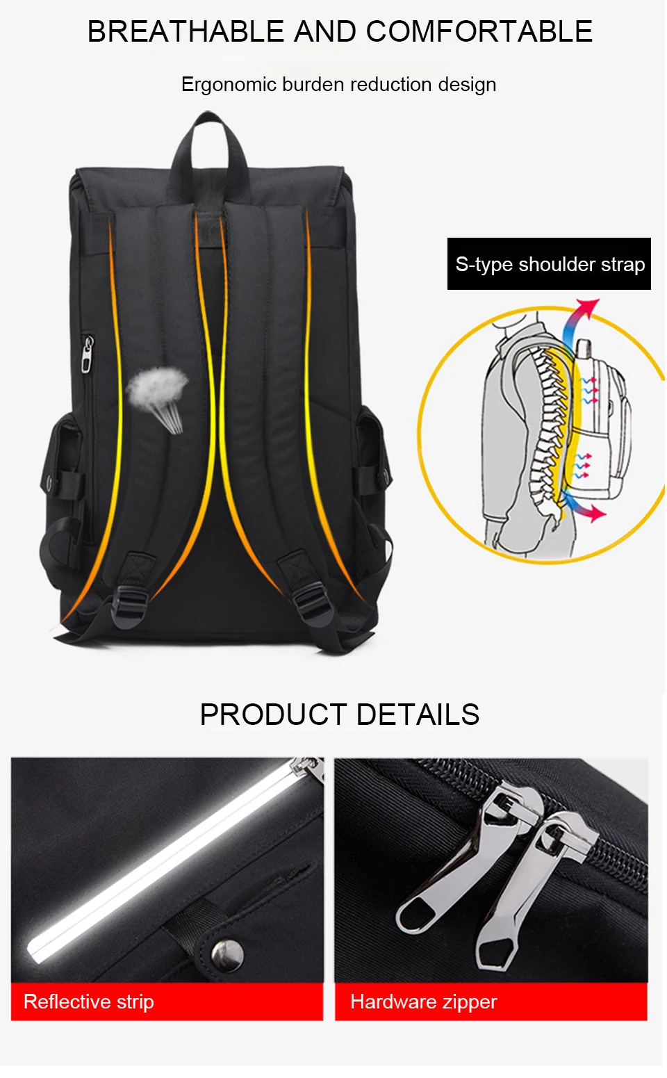 Mens Backpack Laptop Backpacks 17 Inch 15.6 Waterproof Mochila Black Women Backpacking USB Charging Student Travel Large Bagpack (9)