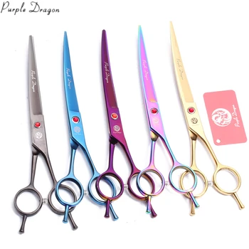 

8" Purple Dragon Stainless Cats Clipper Dogs Grooming Scissors Up Curved Scissors Professional Pets Shears Animal Scissors Z4003