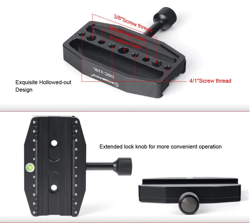 SUNWAYFOTO DDC-110L 110 мм винтовой зажим для крепления головки штатива Выравнивающий Базовый костюм для широкоформатных DLSR и телеобъективов
