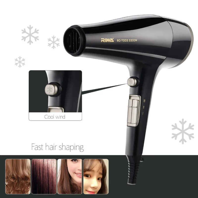 

Riwa 2200W Powerful Professional Hair Dryer Hair Blow Dryer With Cold Shot Hairdryer For Salon Home Use With Nozzle And Diffuser