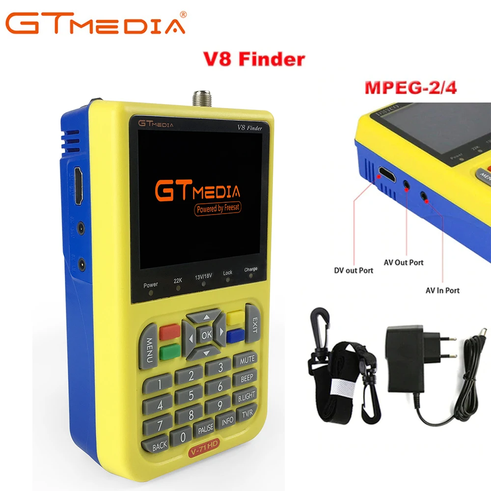 

GTMEDIA/Freesat V8 Finder HD DVB-S2 Digital Satellite Finder High Definition 1080P Sat Finder DVB S2 Satellite Meter Satfinder