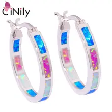 CiNily Creado Azul Blanco Rosa Plateó Los Pendientes Al Por Mayor Caliente Al Por Menor del Ópalo de Fuego de Plata para Las Mujeres Pendientes de La Joyería 7/8 “OH3033