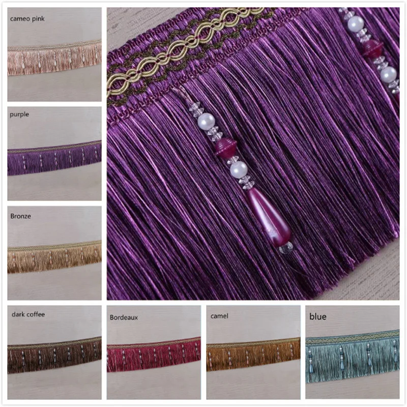 European Style Luxury Exquisite Beaded Tassel Trim Fringe Braid