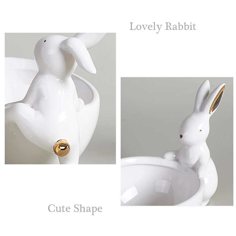 Ceramic Rabbit Plate Decoration Fruit Storage Tray Creative Snack Plate Nordic Jewelry Plate Easter gift Housewarming gift