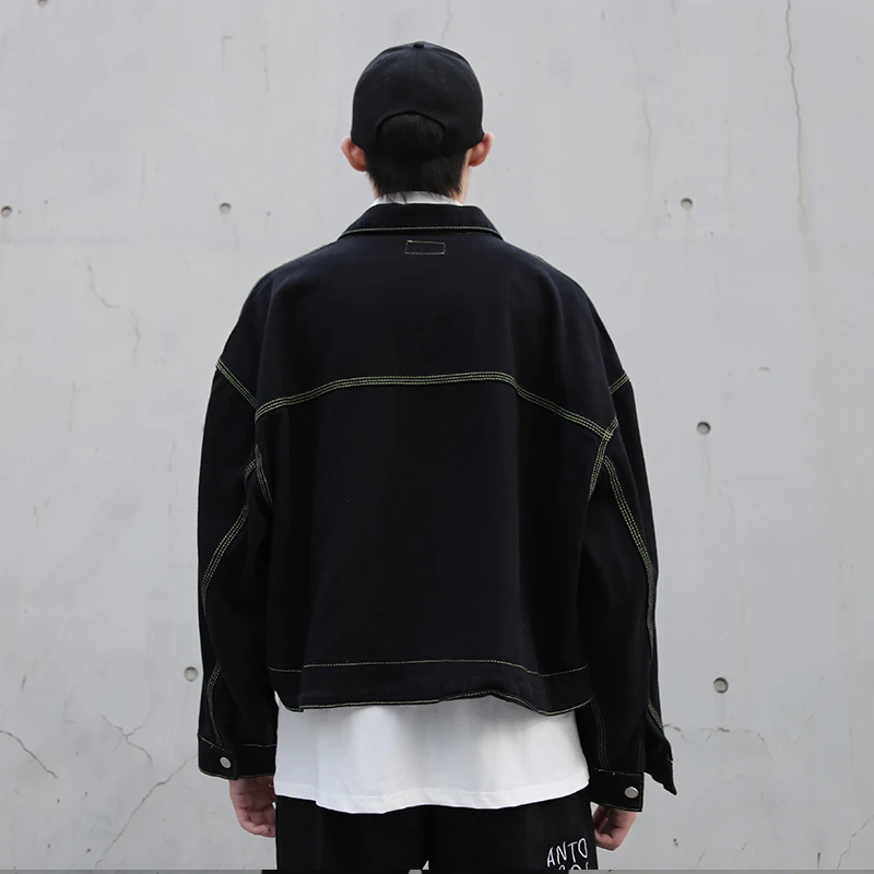 High Street Oversize Denim Jacket New Autumn Batwing Long Sleeve Short Outwear Men Casual Harajuku Streetwear Basic Loose Jacket High Street Oversize Denim Jacket New Autumn Batwing Long Sleeve Short Outwear Men Casual Harajuku Streetwear Basic Loose Jacket