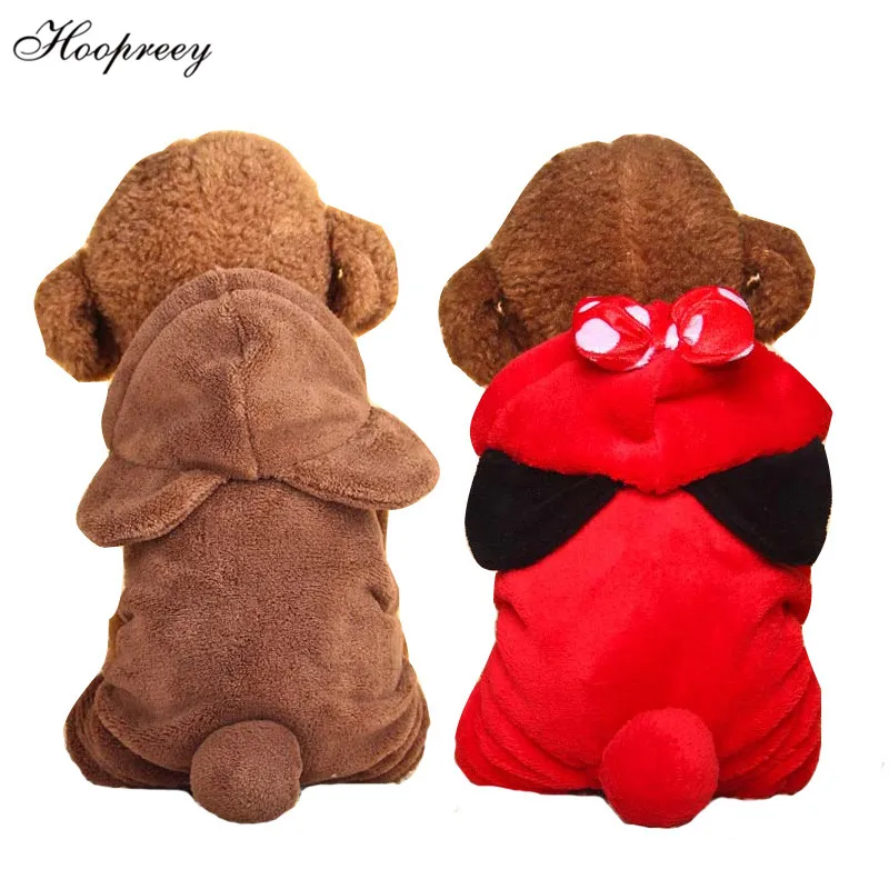 

New Small Puppy Dog Clothes Fleece Fashion Dog Jumpsuit with Cute Bear Ears Chihuahua Pajamas Warm Autumn Winter Pet Clothes 10A