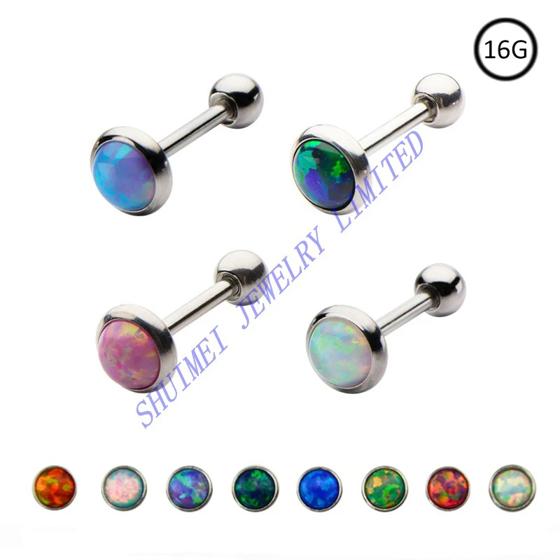 SHUIMEI 80Pcs Opal Stone Ear Tragus Barbell Cartilage Stud Earring Bar