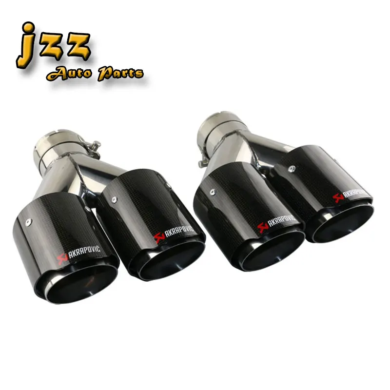 

1set(2pcs) akrapov double Slant And Not Rolled Burning Black Stainless Steel car silencer exhaust Pipe Muffler Tail tips
